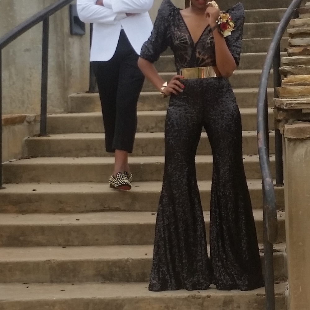 Black Sequin Jumpsuit